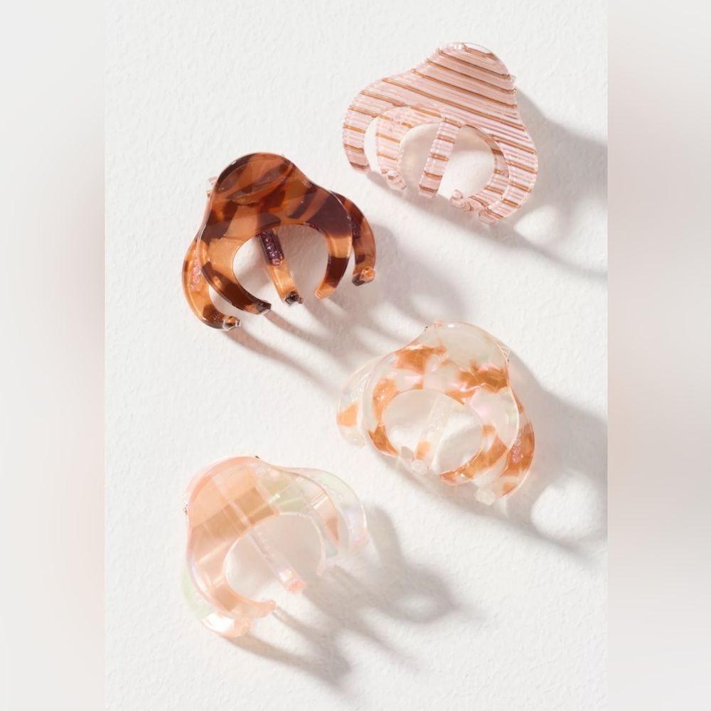 NWT Anthropologie Neutral Mini Hair Claw Clips, Set of 4